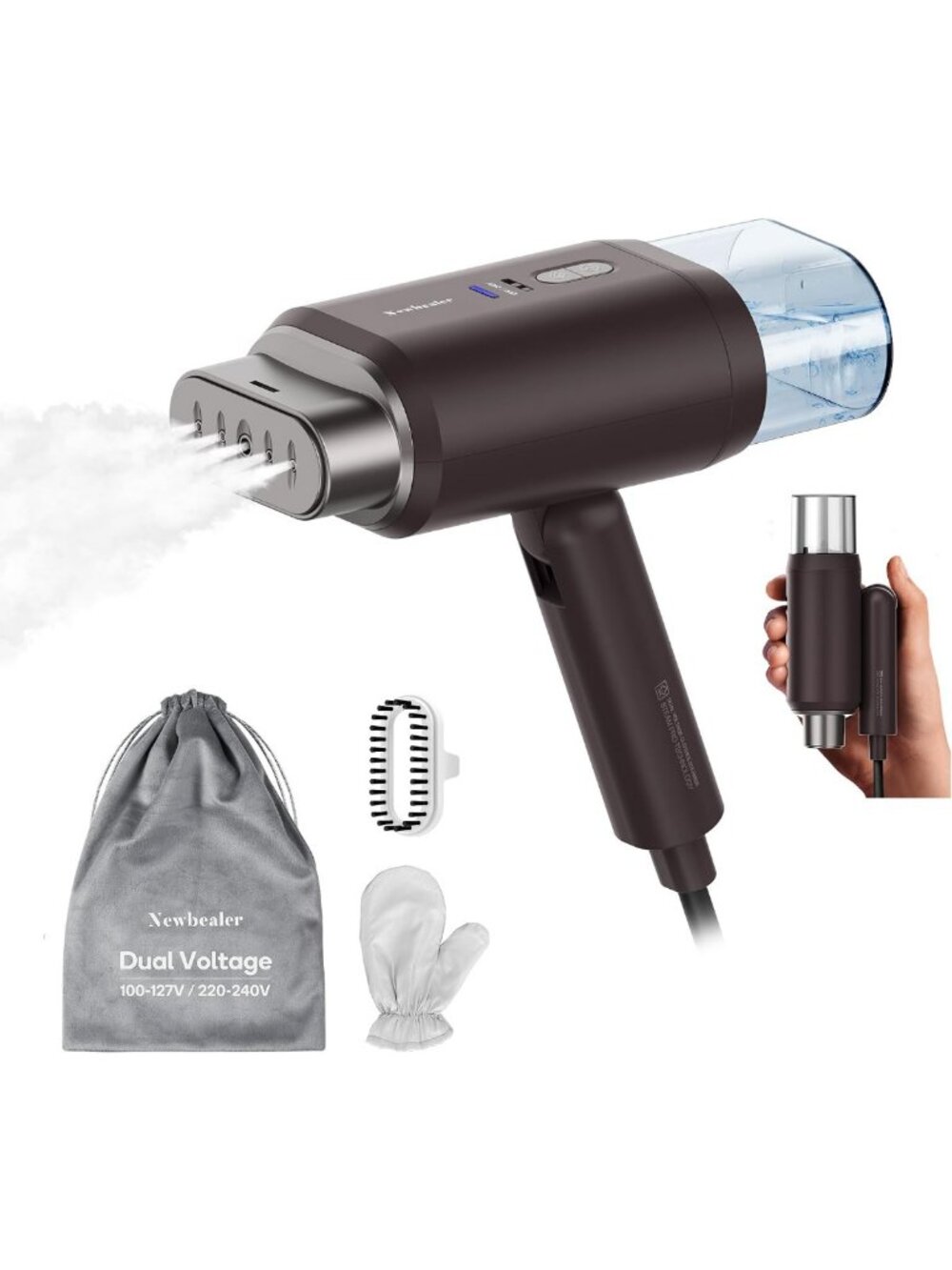 Portable Travel Steamer, 1200W Dual Voltage, 180ml Capacity, Compact & Efficient